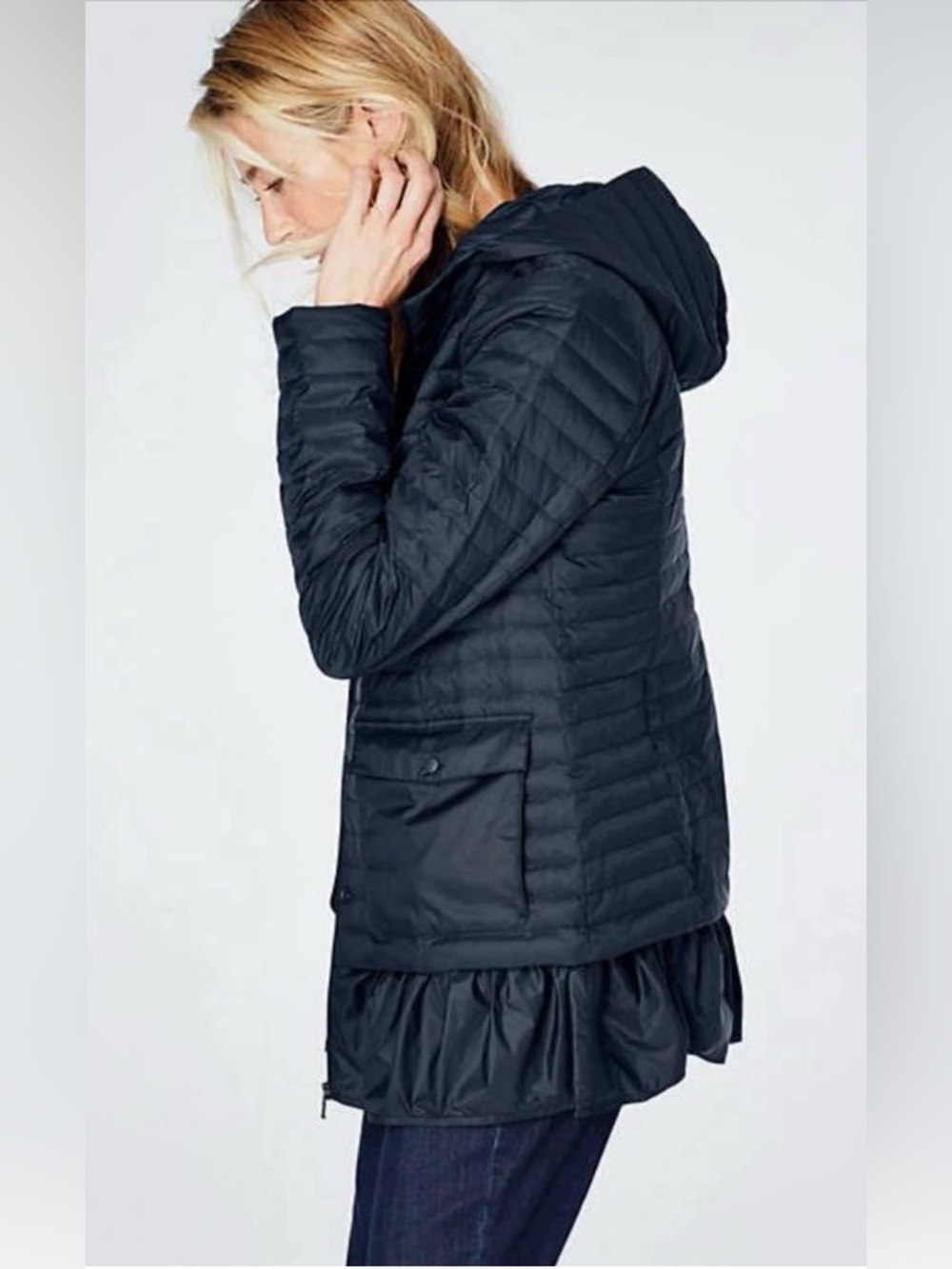 J.Jill Navy Thin Puffer Jacket Size XL